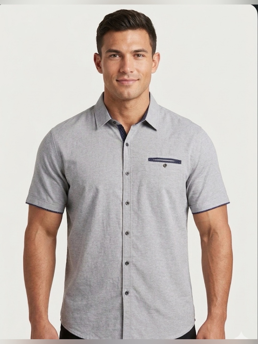 Craft + Flow Gray Short Sleeve Button Down Shirt Men’s Size XL (A655)